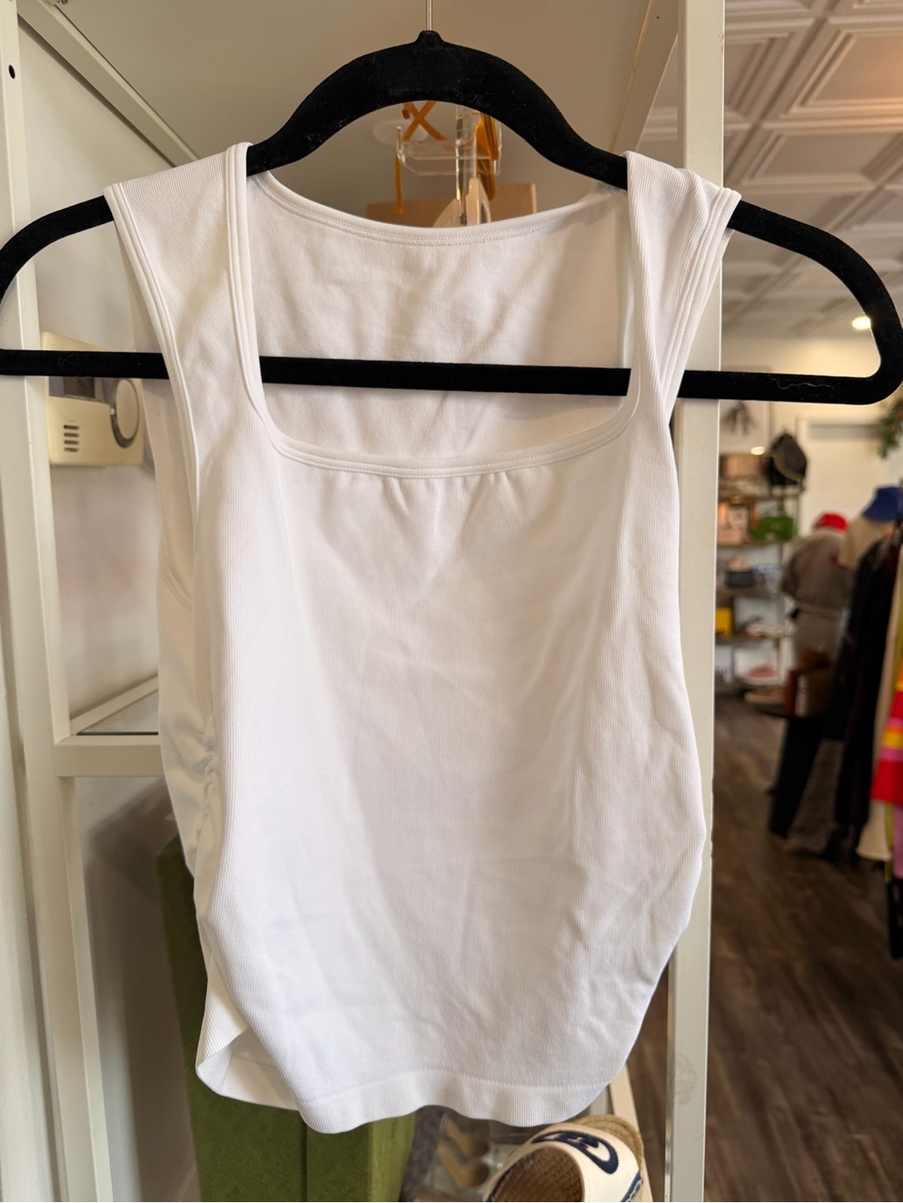 OQQ Square-Neck White Tank Top